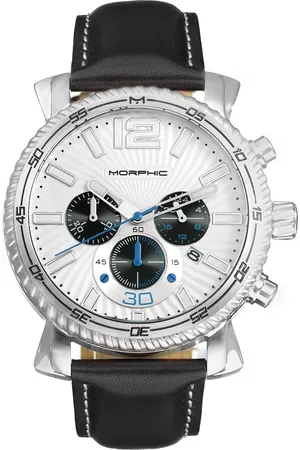 Morphic Mens M89 Series Chronograph Leather-Band Watch w/Date - Stainless Steel - One Size