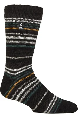 Heat Holders Mens Thermal Stripe Pattern Socks for Winter - - Size UK 6-11