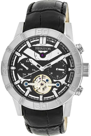 heritor automatic Mens Hannibal Semi-Skeleton Leather-Band Watch - Stainless Steel - One Size