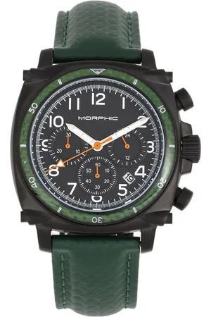 Morphic Mens M83 Series Chronograph Leather-Band Watch w/ Date - Stainless Steel - One Size