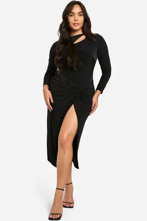 Boohoo Womens Plus Double Slinky Twist Detail Midi Dress - - Size 26 UK