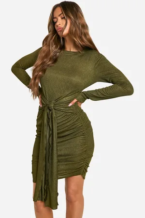 Boohoo Womens TEXTURED DRAPE FRONT MINI DRESS - - Size 10 UK