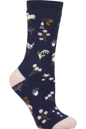 Heat Holders Womens Ladies Thermal Lite Patterned Socks for Winter - - Size UK 4-8