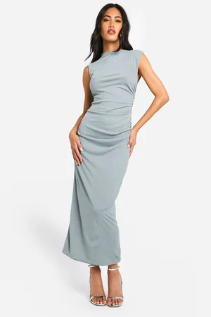 Boohoo Womens Sheer Ruched Midaxi Dress - - Size 10 UK