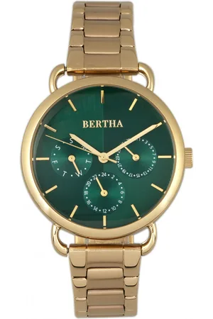 Bertha Womens Gwen Bracelet Watch w/Day/Date - Stainless Steel - One Size