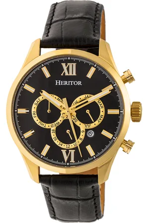 heritor automatic Mens Benedict Leather-Band Watch w/ Day/Date - Stainless Steel - One Size