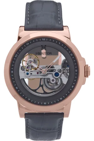 heritor automatic Mens Xander Semi-Skeleton Leather-Band Watch - - One Size