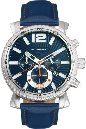 Morphic Mens M89 Series Chronograph Leather-Band Watch w/Date - Stainless Steel - One Size