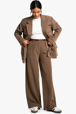 Boohoo Womens Woven Tailored Wide Leg Trousers - - Size 8 UK