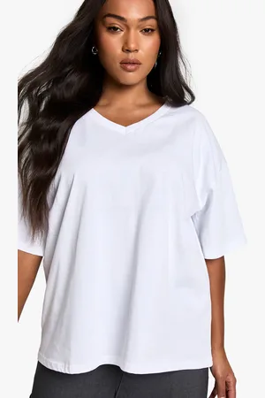 Boohoo Womens Plus Cotton Oversized V Neck T-Shirt - - Size 28 UK