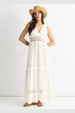Gini London Womens Lace Trim Viscose Maxi Dress - Size 8 UK