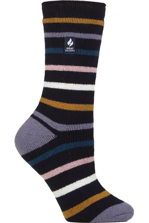 Heat Holders Womens Ladies Thermal Lite Patterned Socks for Winter - - Size UK 4-8