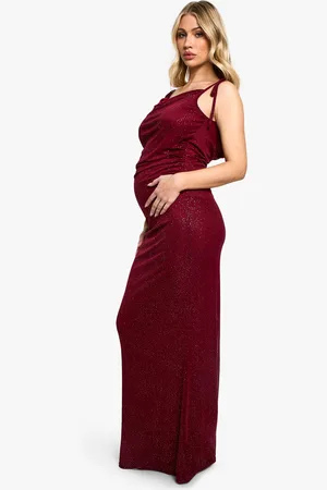 Boohoo Womens Maternity Glitter Mesh Low Back Maxi Dress - - Size 14 UK