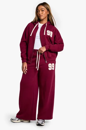 Boohoo Womens Plus Contrast Drawcord Applique Straight Leg Joggers - Cotton - Size 22 UK