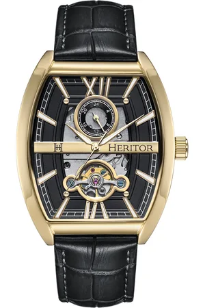 heritor automatic Mens Masterson Semi-Skeleton Leather-Band Watch - Stainless Steel - One Size