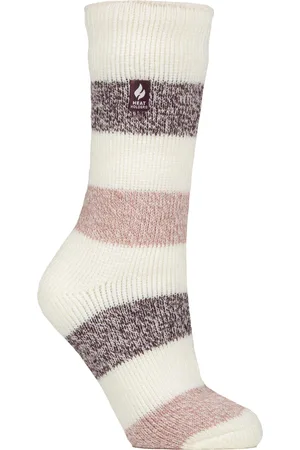 Heat Holders Womens Ladies Wide Stripe Patterned Thermal Socks for Winter - - Size UK 4-8