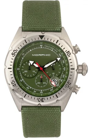 Morphic Mens M53 Series Chronograph Fiber-Weaved Leather-Band Watch w/Date - Stainless Steel - One Size