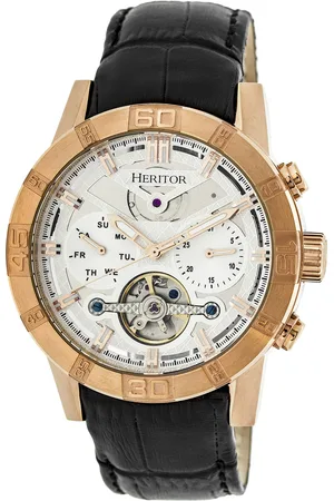 heritor automatic Mens Hannibal Semi-Skeleton Leather-Band Watch - Stainless Steel - One Size