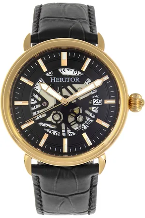 heritor automatic Mens Mattias Leather-Band Watch w/Date - Stainless Steel - One Size