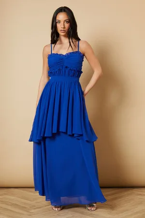 Oasis Womens Strappy Scallop Bust Tiered Midi Dress - - Size 8 UK