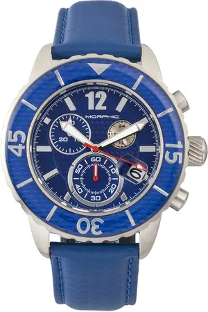 Morphic Mens M51 Series Chronograph Leather-Band Watch w/Date - Stainless Steel - One Size