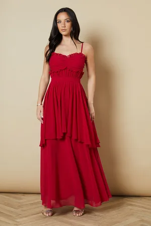 Oasis Womens Strappy Scallop Bust Tiered Midi Dress - - Size 10 UK