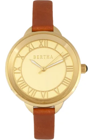 Bertha Womens Madison Sunray Dial Leather-Band Watch - Stainless Steel - One Size