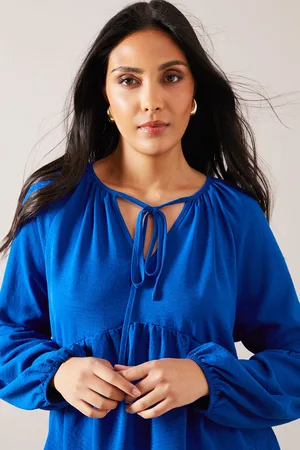wallis Womens Petite Woven Tie Neck Smock Top - - Size 16 UK