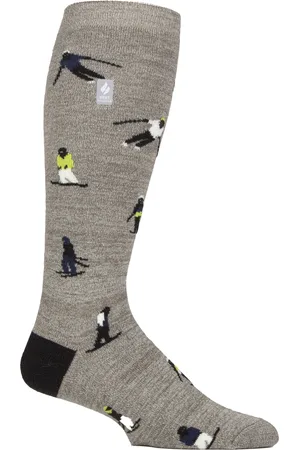 Heat Holders Mens Thin Warm Winter Knee High Lightweight Thermal Ski Socks - - Size UK 6-11