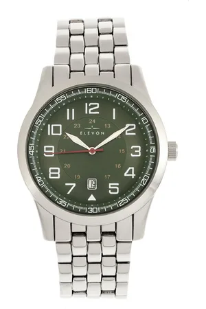 ELEVON Mens Garrison Bracelet Watch w/Date - Stainless Steel - One Size