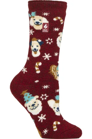 Heat Holders Womens Ladies Lite Thermal Christmas Novelty Patterned Socks - - Size UK 4-8