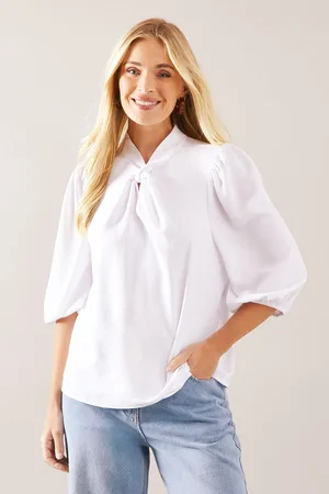 wallis Womens Petite Woven Twist Neck Top - - Size 10 UK