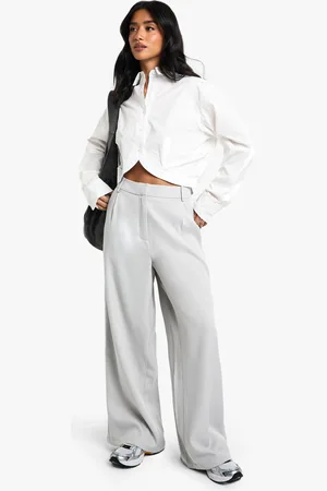 Boohoo Womens Petite Tailored Wide Leg Trousers - - Size 16 UK