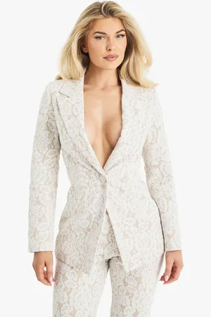 Boohoo Womens Premium Occasion Lace Tailored Blazer - Cotton - Size 12 UK
