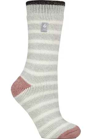 Heat Holders Womens Ladies Amara Two Tone Stripe Patterned Thermal Socks - - Size UK 4-8