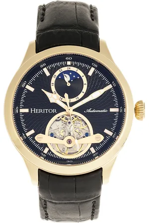 heritor automatic Mens Gregory Semi-Skeleton Leather-Band Watch - Stainless Steel - One Size