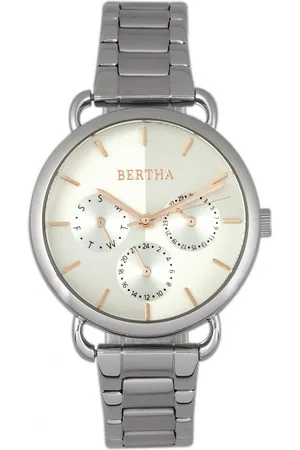 Bertha Womens Gwen Bracelet Watch w/Day/Date - Stainless Steel - One Size