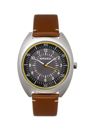 Breed Mens Victor Leather-Band Watch - Stainless Steel - One Size