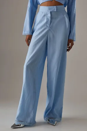 warehouse Womens Organza High Waisted Wide Leg Trousers - - Size 12 UK