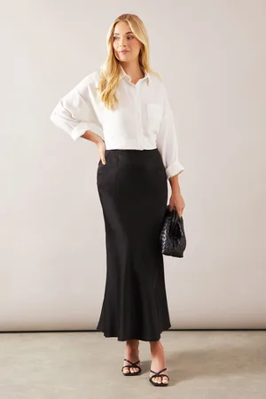 wallis Womens Petite Satin Bias Cut Midi Skirt - - Size 16 UK