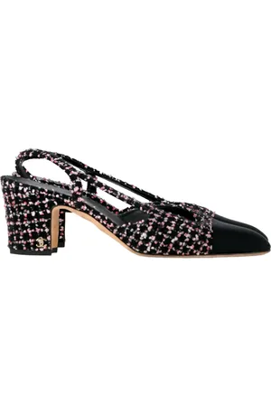 CHANEL Pre-owned Womens CC Slingback Pumps in Multicolor Tweed - Cotton - Size EU 40