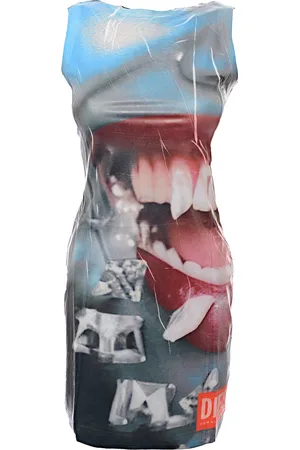 Diesel Womens D-Faces Sublimatic Printed Poly Lycra Stretch Transparent Foil Coated Dress in Multicoloured - - Size X-Small