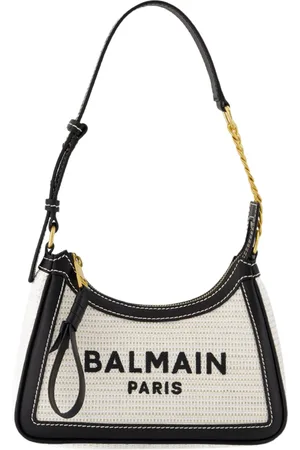 Balmain Womens B-Army Shoulder Bag - - Raffia - Neutral/Black - - One Size