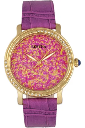 Bertha Womens Courtney Opal Dial Leather-Band Watch - Stainless Steel - One Size
