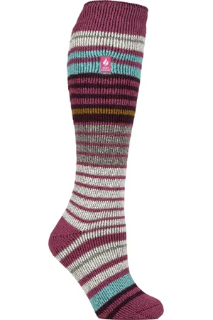 Heat Holders Womens Ladies Thermal Striped Ski Socks - - Size UK 4-8
