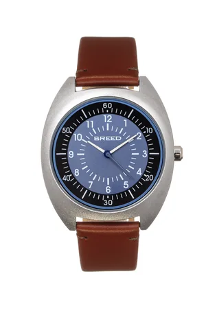 Breed Mens Victor Leather-Band Watch - Stainless Steel - One Size