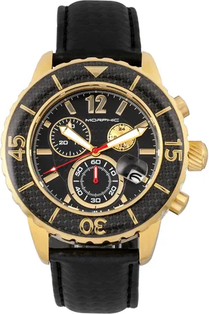 Morphic Mens M51 Series Chronograph Leather-Band Watch w/Date - Stainless Steel - One Size