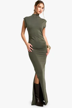 Boohoo Womens Ruched High Neck Midaxi Dress - - Size 14 UK