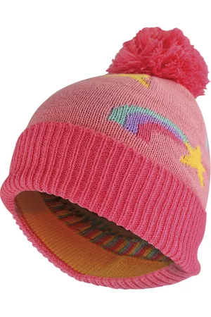 Sock Snob Girls Rainbow Beanie Hat with Bobble