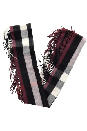 Burberry Pre-owned Womens Check Print Fringed Scarf in Multicolor Wool - - One Size